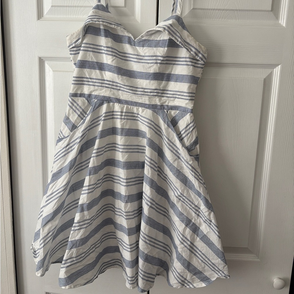 Trixxi Navy and White Striped Dress